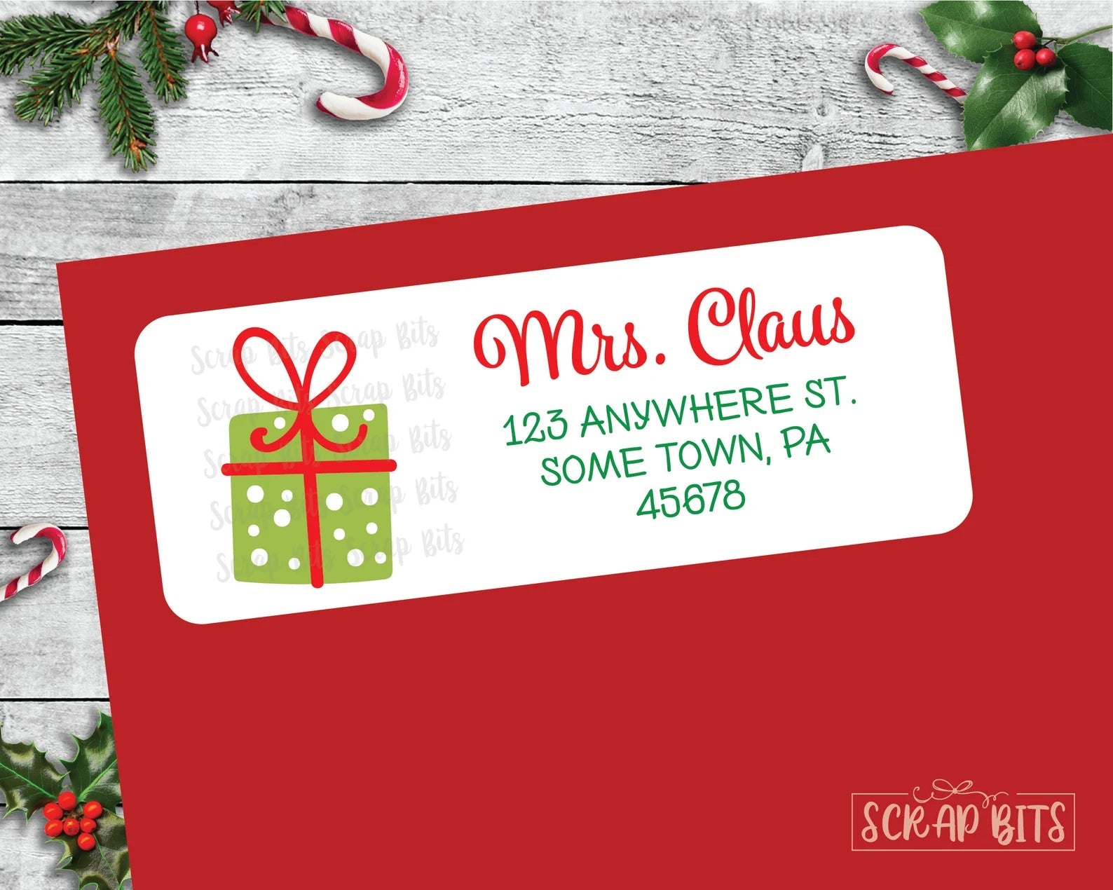 Polka Dot Christmas Present Address Labels . Christmas Address Labels - Scrap Bits