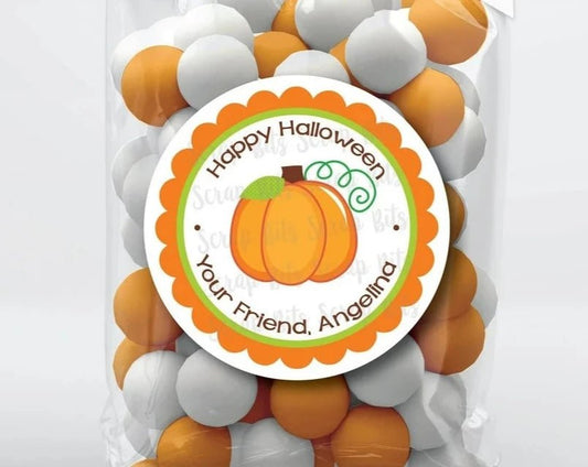 Pumpkin Halloween Treat Bag Stickers or Tags - Scrap Bits