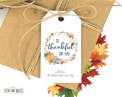 Pumpkin Wreath Thankful Thanksgiving Gift Tags - Scrap Bits