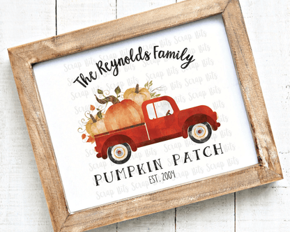 Red Farm Truck Family Print, Pumpkin Patch Print . 5 Digital Print Sizes - Scrap Bits