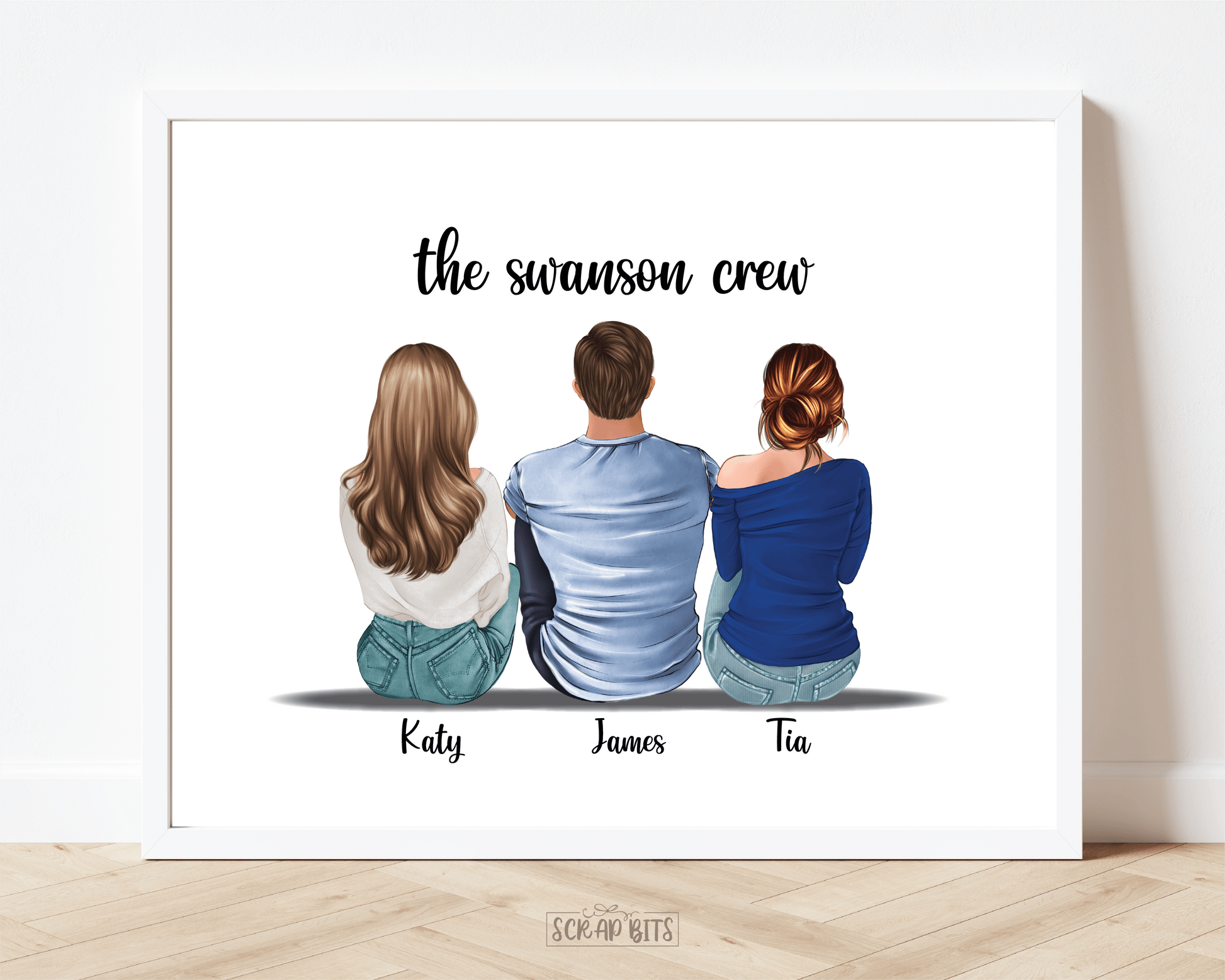 Roommates Print, Sitting Best Friends Print, Personalized Gift For Friends . Personalized Digital Portrait Print - Scrap Bits