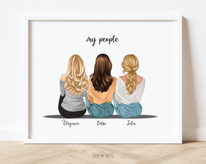 Roommates Print, Sitting Best Friends Print, Personalized Gift For Friends . Personalized Digital Portrait Print - Scrap Bits