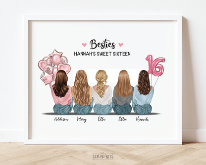 Roommates Print, Sitting Best Friends Print, Personalized Gift For Friends . Personalized Digital Portrait Print - Scrap Bits