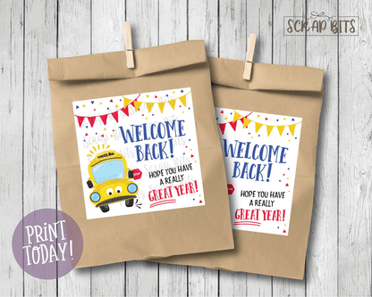 School Bus Welcome Back To School Tags, It's Going To Be A Great Year, Printable Instant Download - Scrap Bits