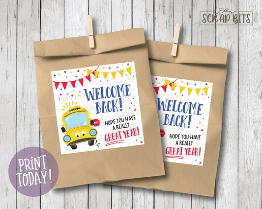 School Bus Welcome Back To School Tags, It's Going To Be A Great Year, Printable Instant Download - Scrap Bits