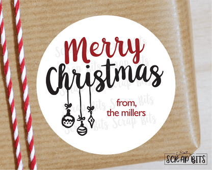 Simple Merry Christmas Ornaments Stickers or Tags . Christmas Gift Labels - Scrap Bits