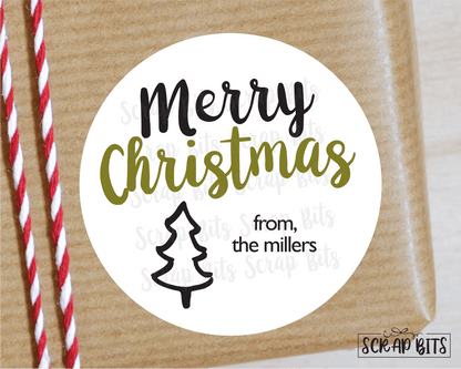 Simple Merry Christmas Tree Stickers or Tags . Christmas Gift Labels - Scrap Bits