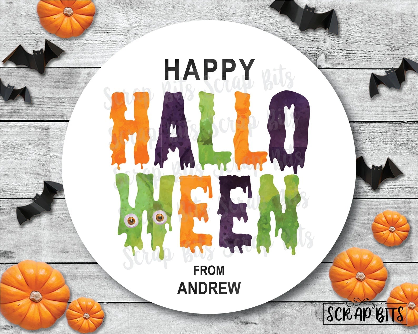Slime Halloween Stickers or Tags - Scrap Bits