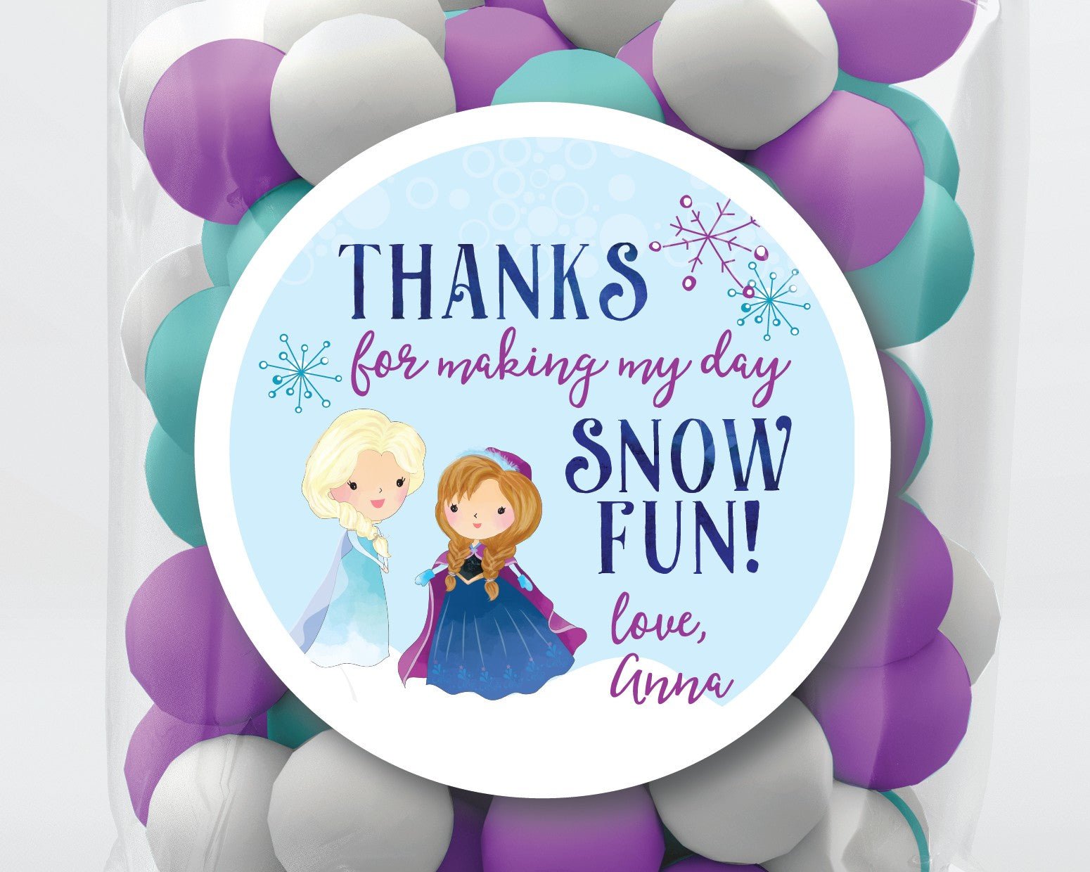 Snow Fun Frozen Birthday Party Favor Stickers or Tags - Scrap Bits