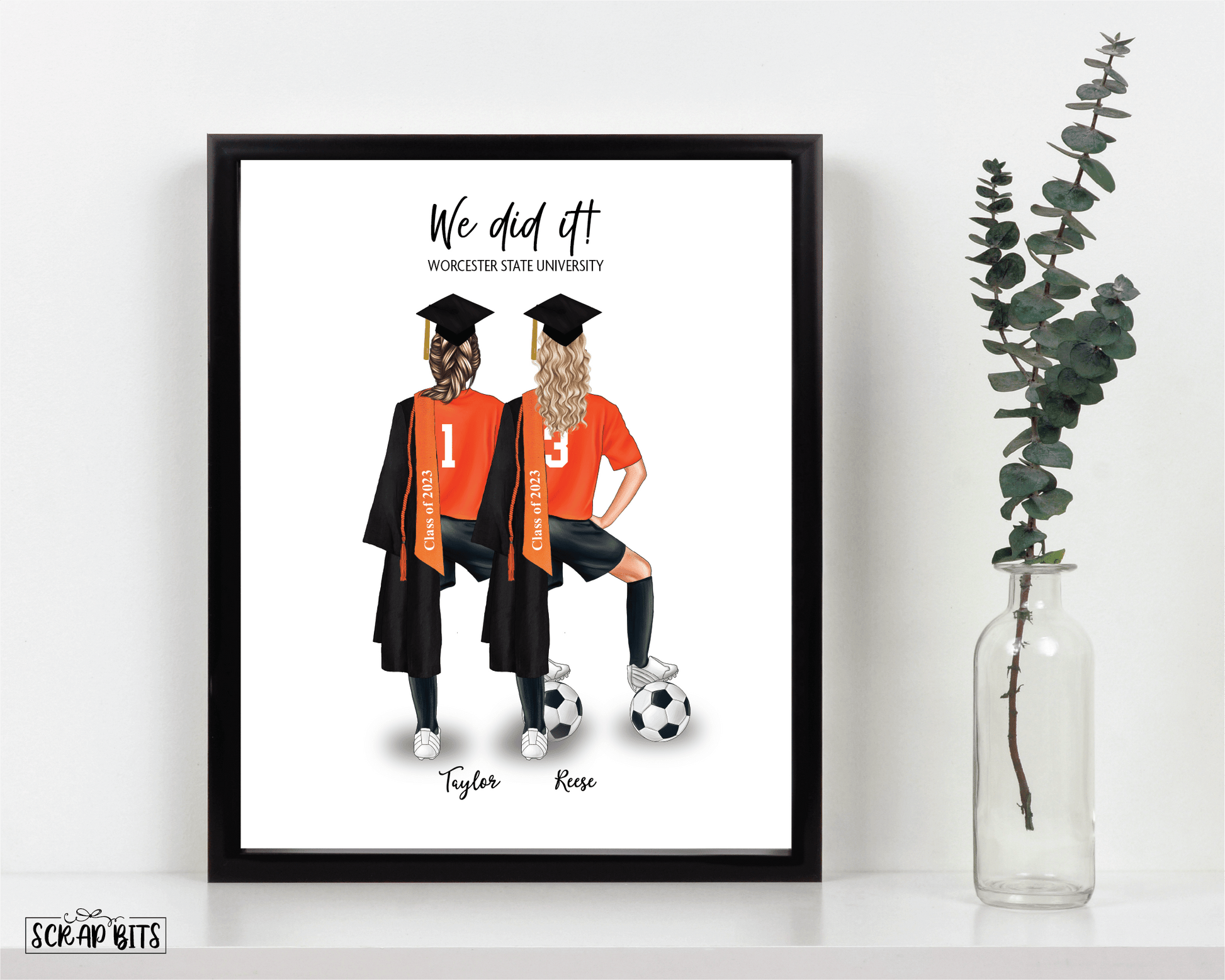 Soccer Team Graduation Print, Custom Soccer Graduation Gift, Soccer Friends . Personalized Digital Portrait Print - Scrap Bits
