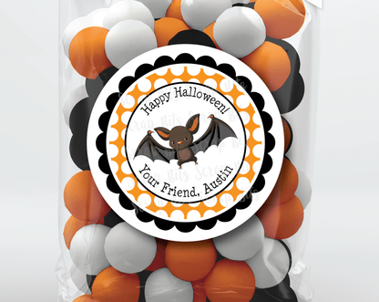 Spooky Flying Bat Halloween Stickers or Tags - Scrap Bits