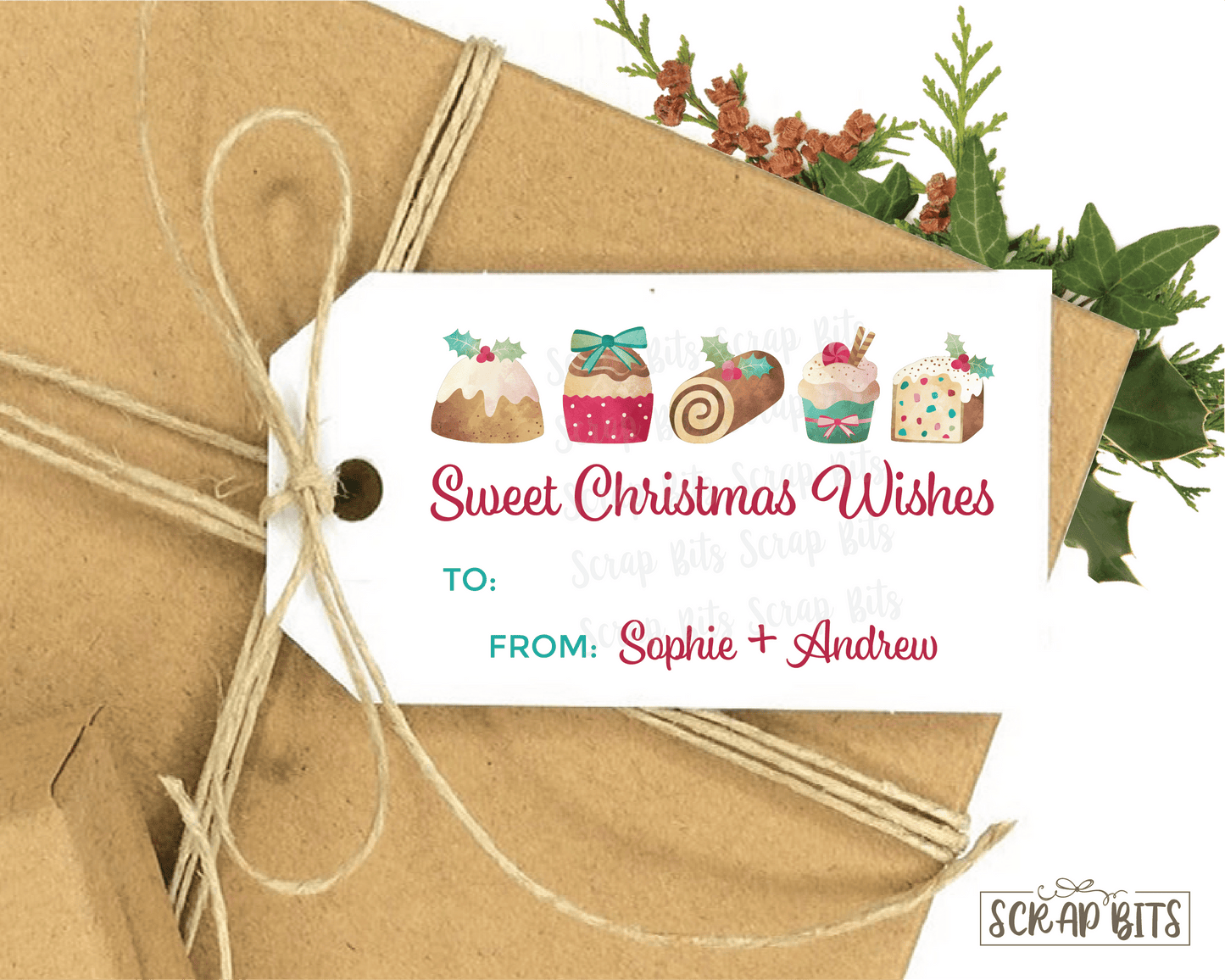 Sweet Christmas Wishes Tag . Personalized Christmas Gift Tags - Scrap Bits
