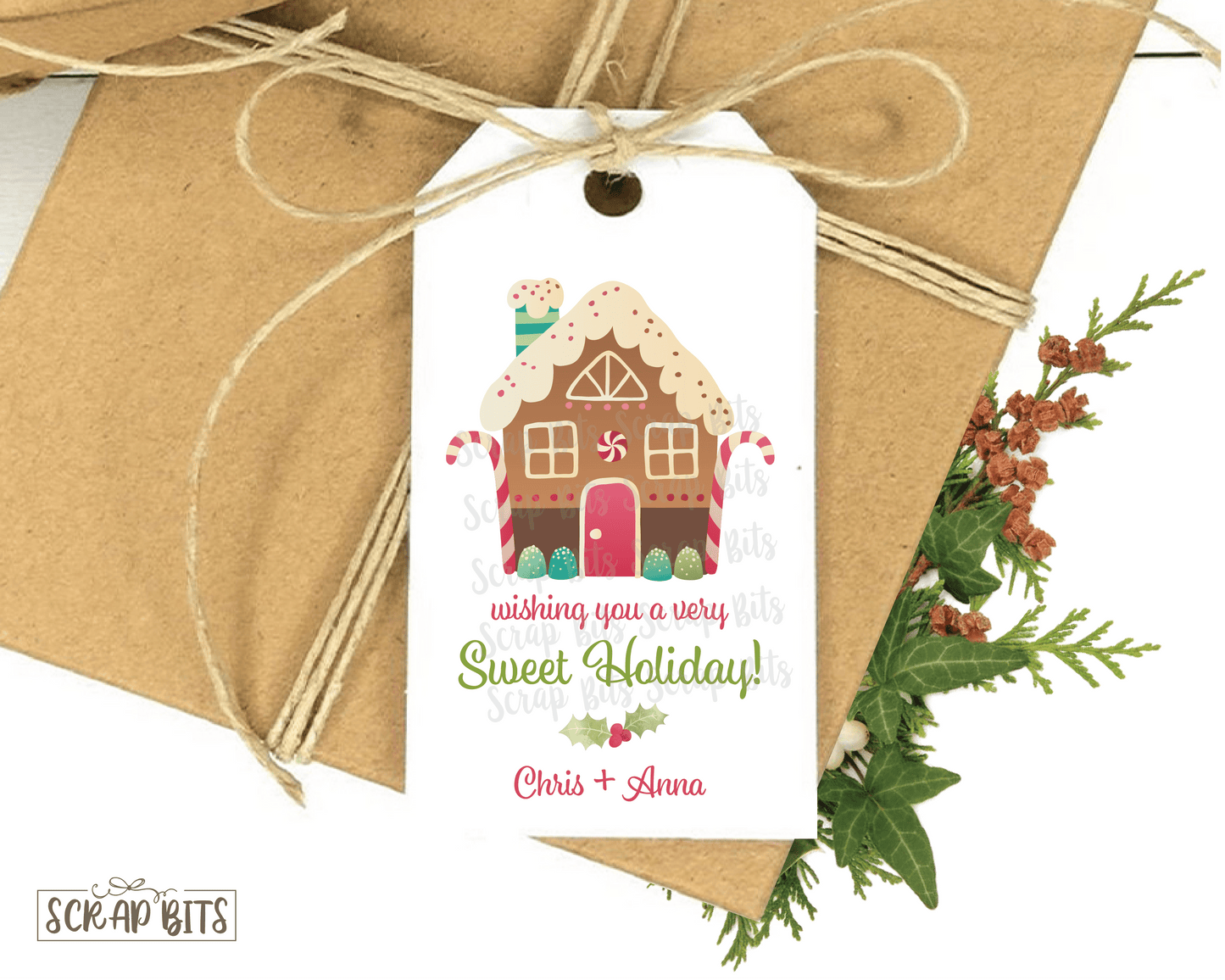 Sweet Holiday, Gingerbread House . Personalized Christmas Gift Tags - Scrap Bits