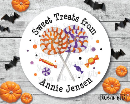 Swirly Lollipops Halloween Stickers or Tags - Scrap Bits