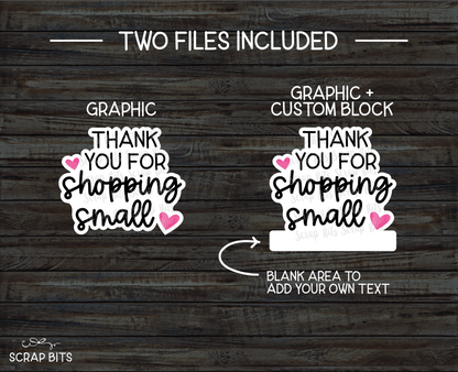 Thank You For Shopping Small Digital Sticker, Pink Hearts Small Business Packaging Stickers . 2 Digital Files, Instant Download - Scrap Bits