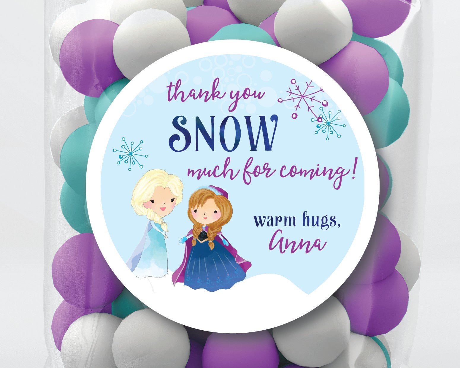 Thank You Snow Much Frozen Birthday Party Favor Stickers or Tags - Scrap Bits