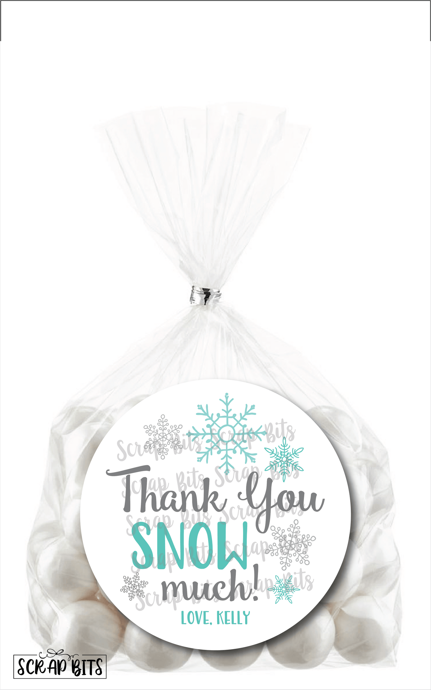 Thank You Snow Much Stickers or Tags . Snowflake Gift Labels - Scrap Bits
