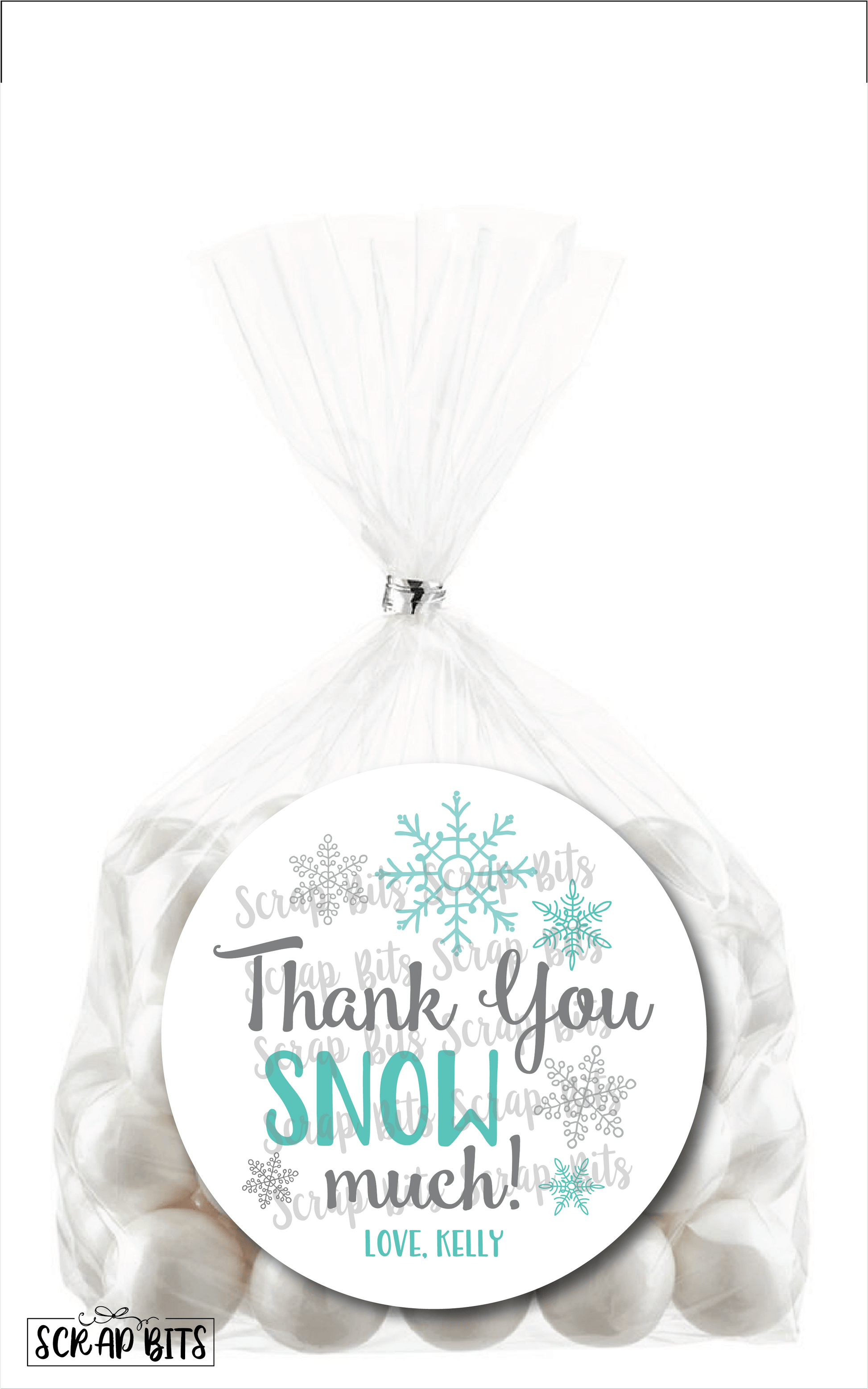 Thank You Snow Much Stickers or Tags . Snowflake Gift Labels - Scrap Bits