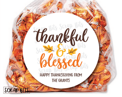 Thankful & Blessed Stickers or Tags - Scrap Bits