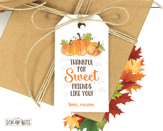 Thankful for Sweet Friends Like You . Thanksgiving Gift Tags - Scrap Bits