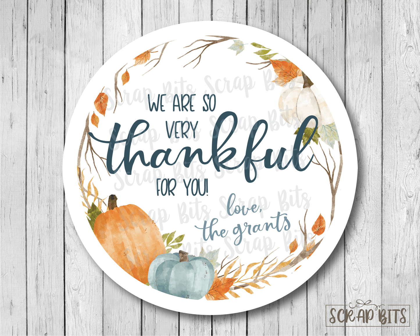 Thankful Pumpkin Wreath Stickers or Tags . Thanksgiving Stickers - Scrap Bits
