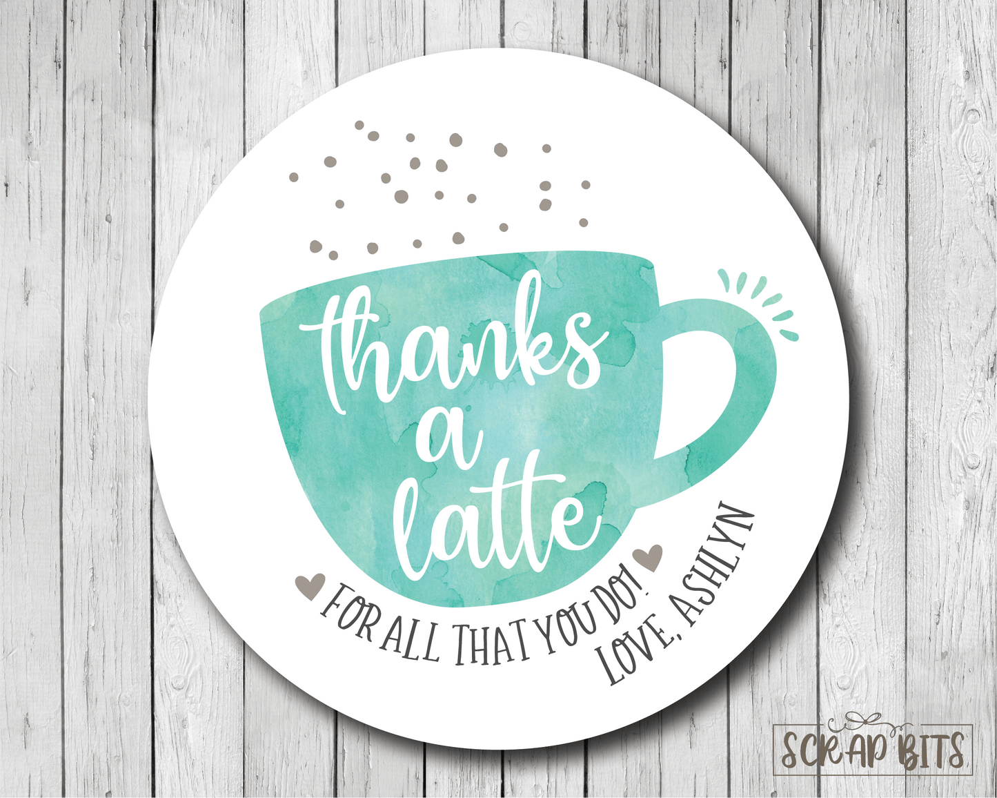 Thanks a Latte, Big Mug . Thank You Stickers - Scrap Bits