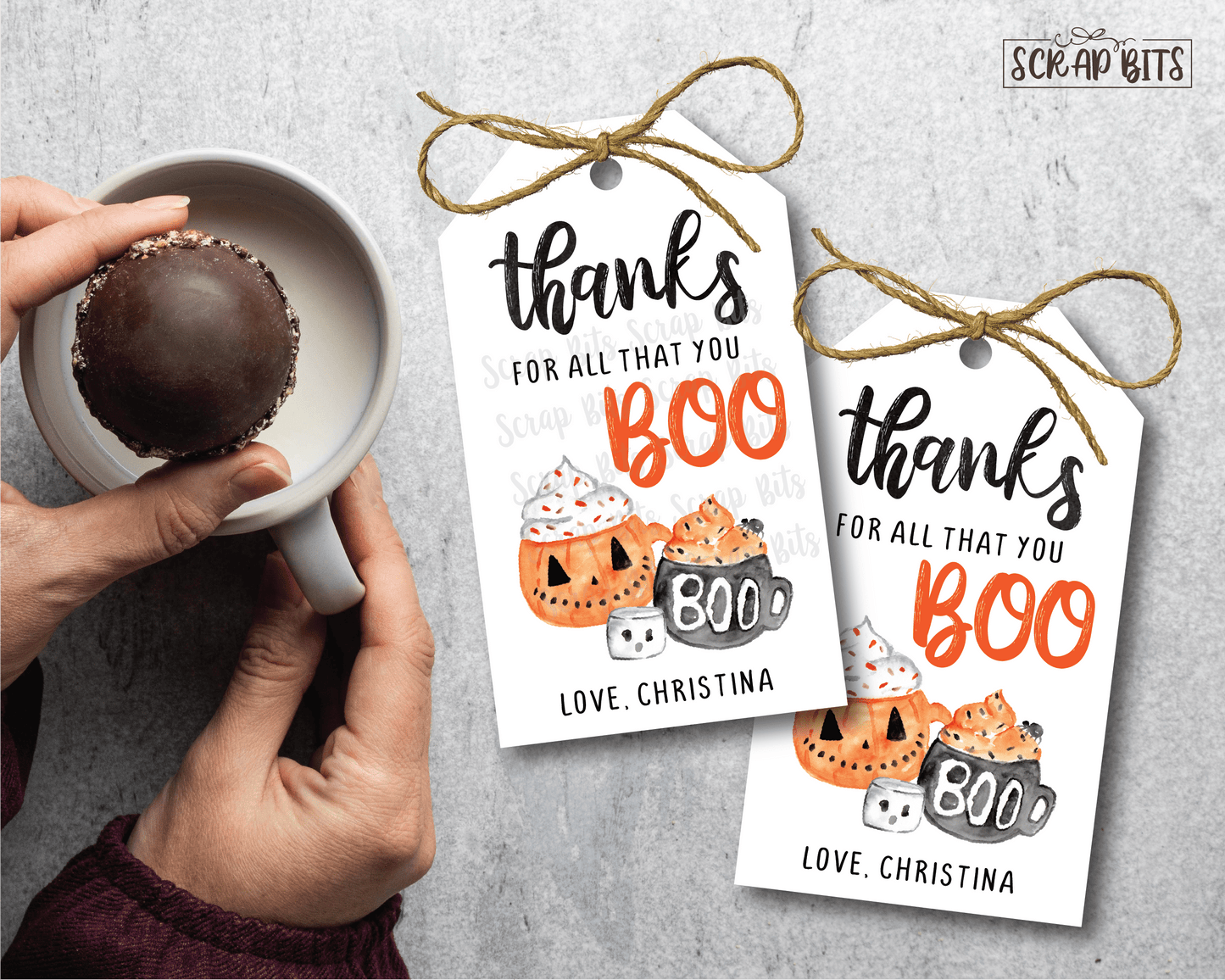 Thanks For All Thank You BOO Tags, Halloween Hot Cocoa Tags - Scrap Bits