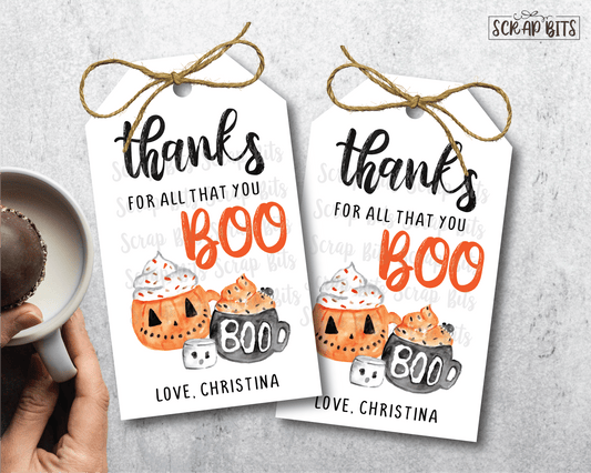 Thanks For All Thank You BOO Tags, Halloween Hot Cocoa Tags - Scrap Bits
