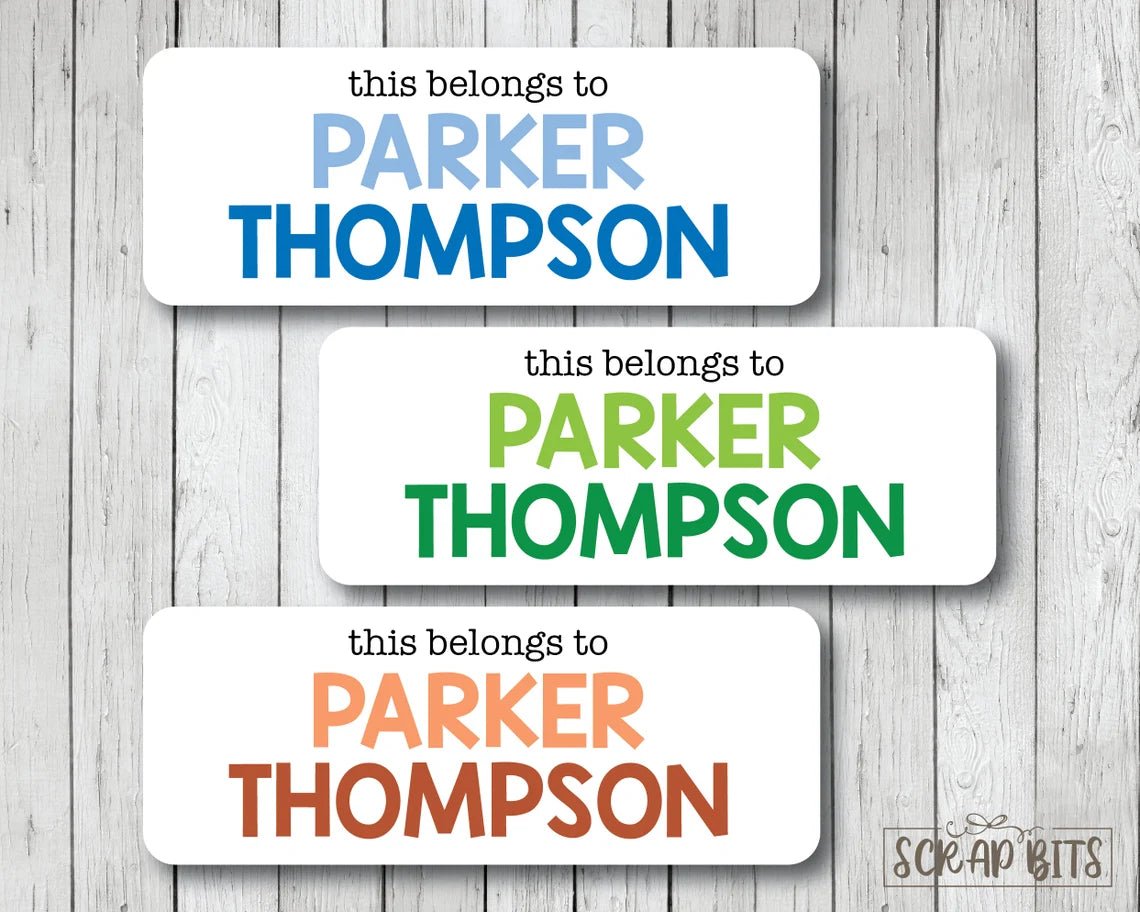 This Belongs To Labels, Boy Tri-Cclor . Personalized Name Labels - Scrap Bits