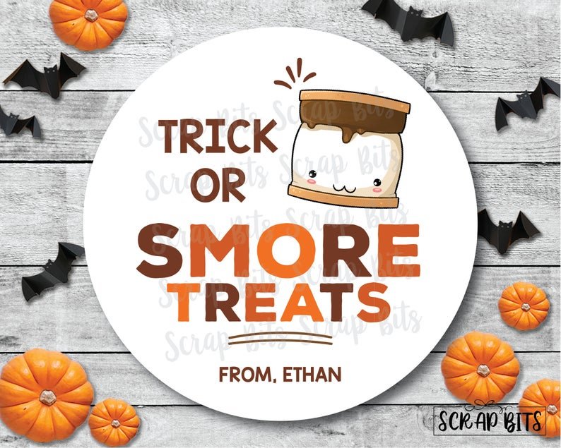 Trick or Smore Treats . Halloween Stickers or Tags - Scrap Bits