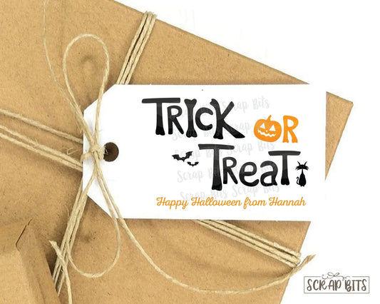 Trick or Treat Black Cat & Pumpkin . Halloween Treat Bag Tags - Scrap Bits