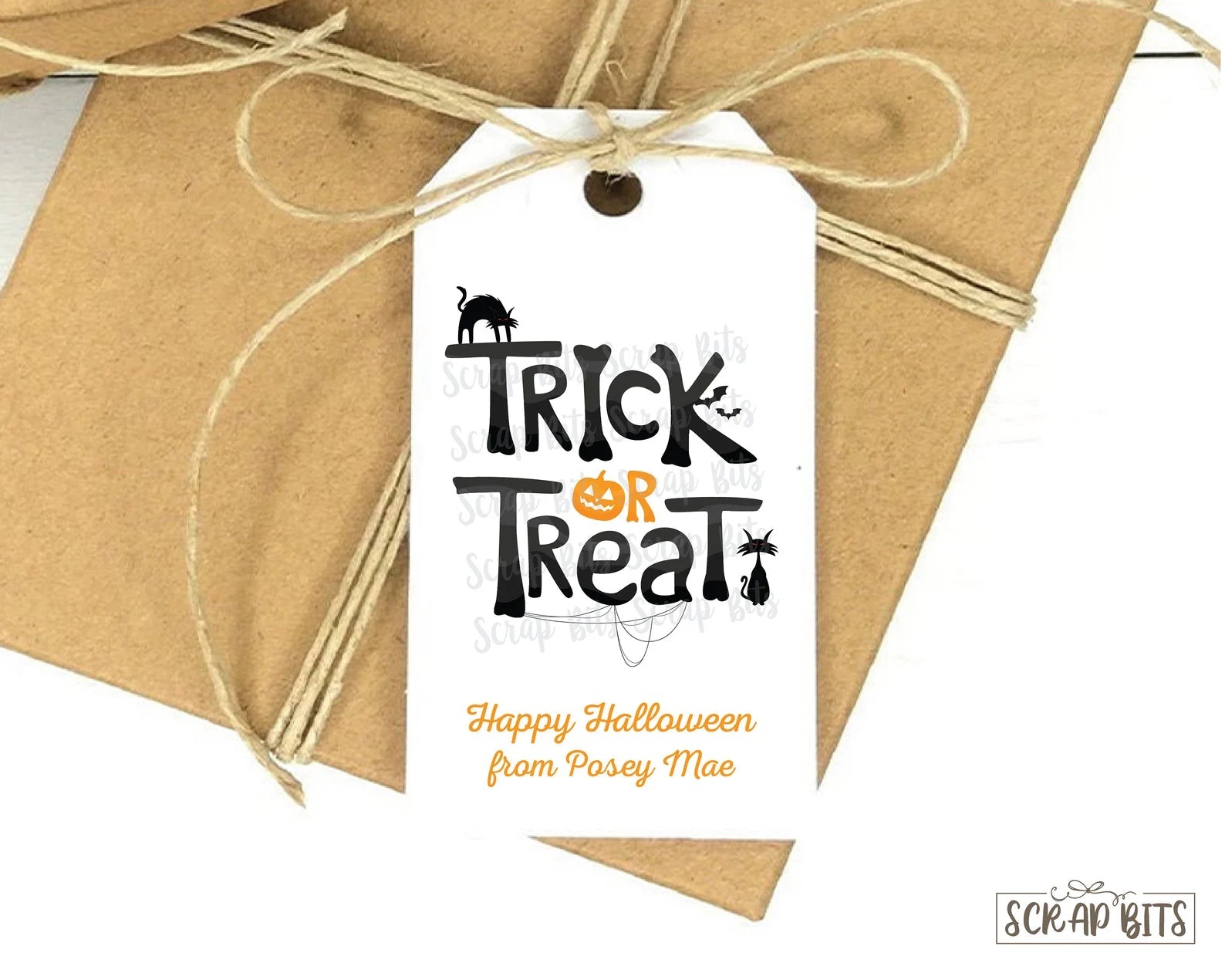 Trick or Treat Black Cats . Halloween Treat Bag Tags - Scrap Bits