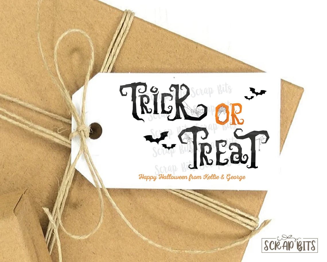 Trick or Treat Webs & Bats, Halloween Treat Bag Tags - Scrap Bits