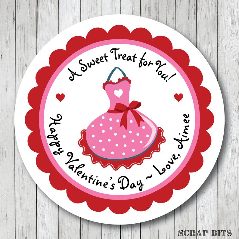 Valentine Apron Stickers, Valentine Baking Labels . Valentine's Day Stickers or Tags - Scrap Bits