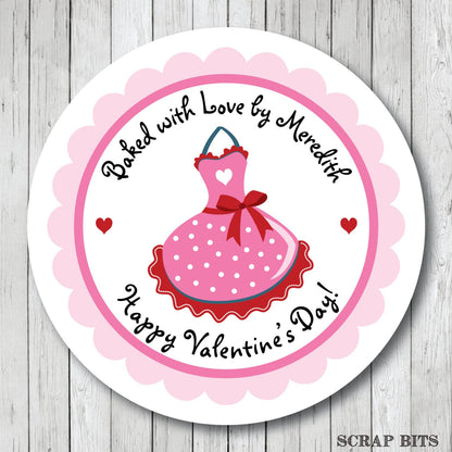 Valentine Apron Stickers, Valentine Baking Labels . Valentine's Day Stickers or Tags - Scrap Bits