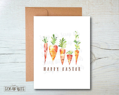 Watercolor Carrots Easter Card . Single or Set of 10 - Scrap Bits