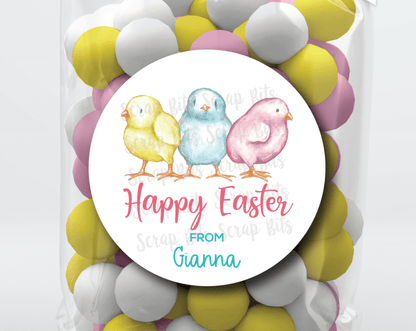 Watercolor Easter Chicks . Personalized Easter Gift Labels - Scrap Bits