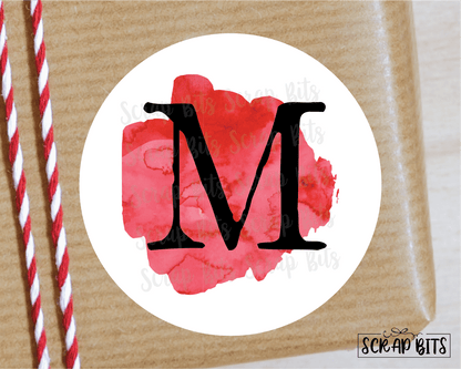 Watercolor Initial Christmas Stickers or Tags . Christmas Gift Labels - Scrap Bits