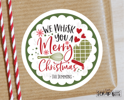 We Whisk You A Merry Christmas Stickers or Tags . Christmas Gift Labels - Scrap Bits