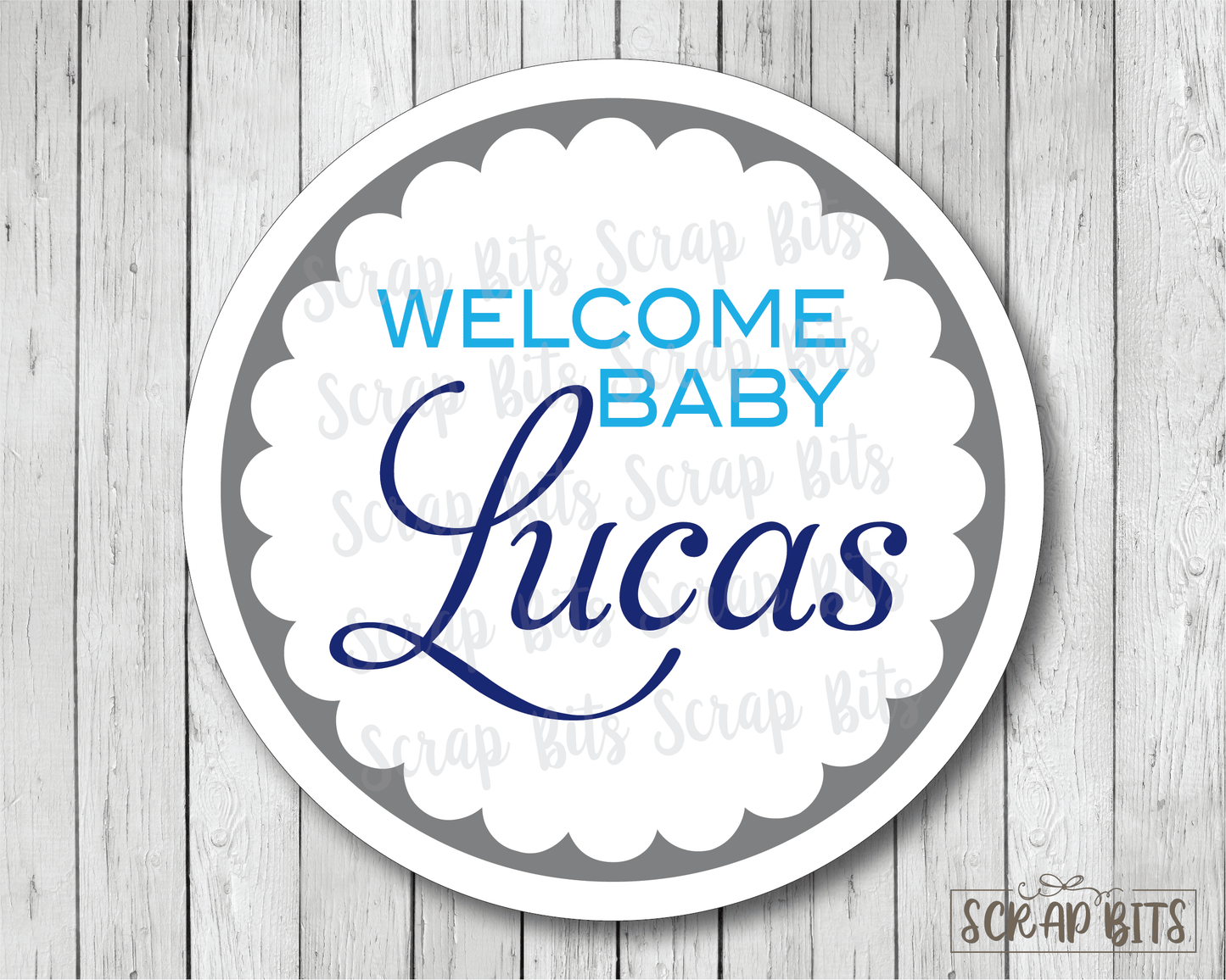 Welcome Baby Script . Baby Shower Stickers or Tags - Scrap Bits
