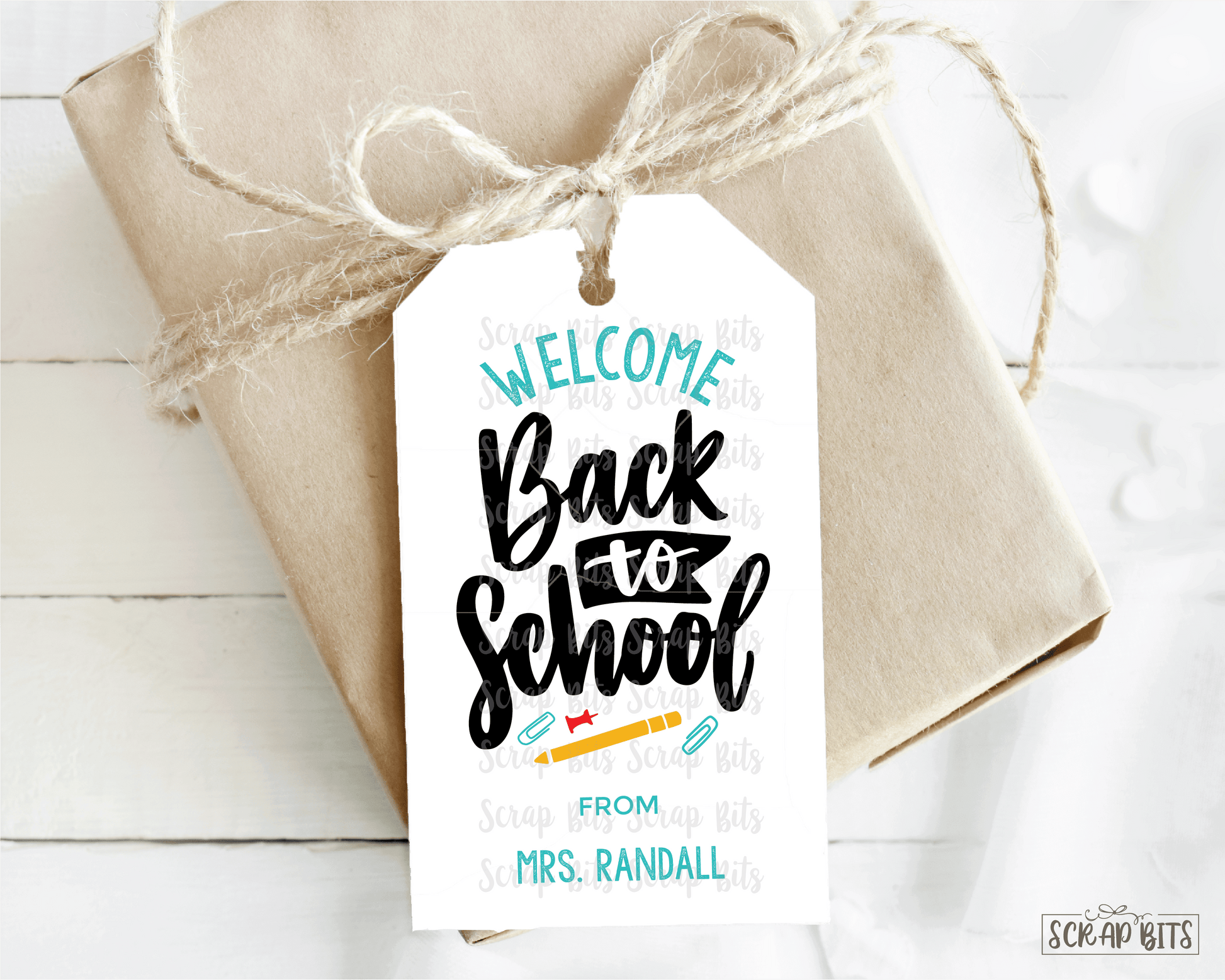 Welcome Back To School Tags, Cursive Lettering - Scrap Bits