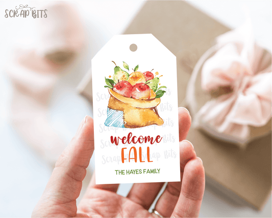Welcome Fall Tags, Sack of Apples . Fall Treat Bag Tags - Scrap Bits