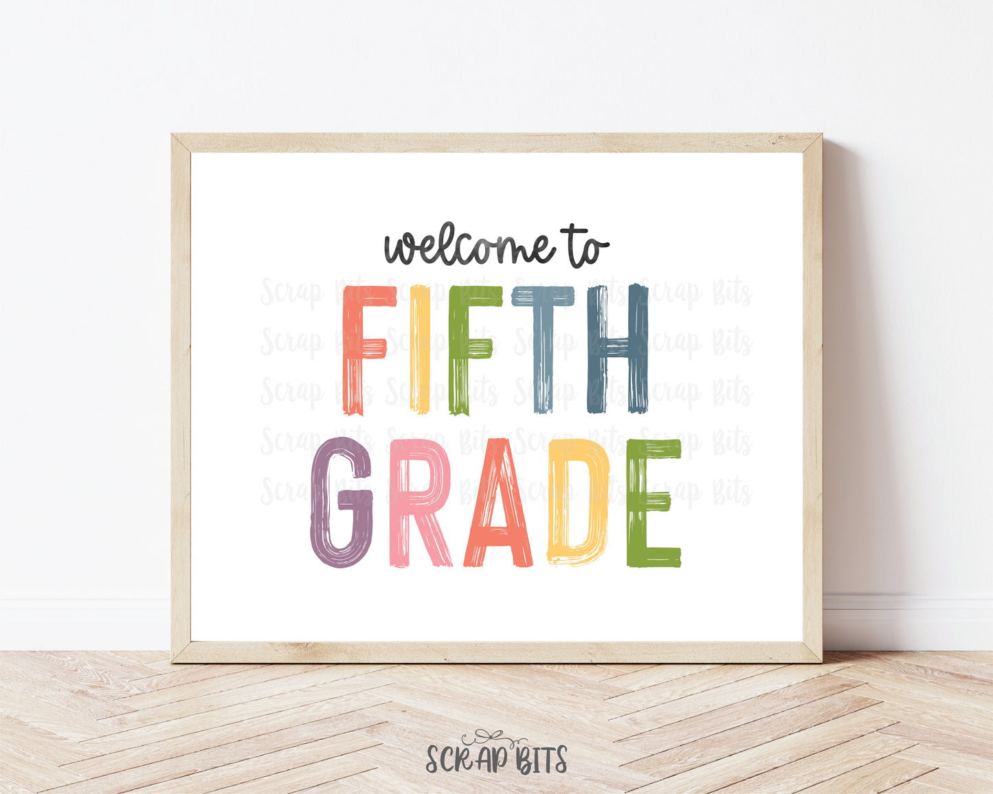 Welcome To Fifth Grade Sign, Pastel Rainbow Back To School Sign . 5 Digital Print Sizes - Scrap Bits
