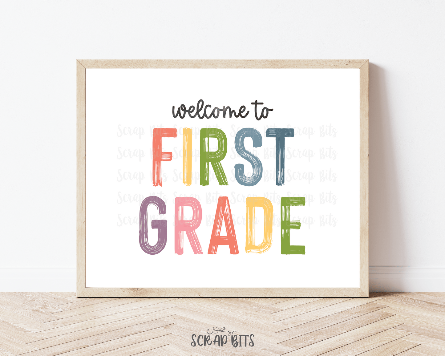 Welcome To First Grade, Pastel Rainbow Back To School Sign . 5 Digital Print Sizes - Scrap Bits