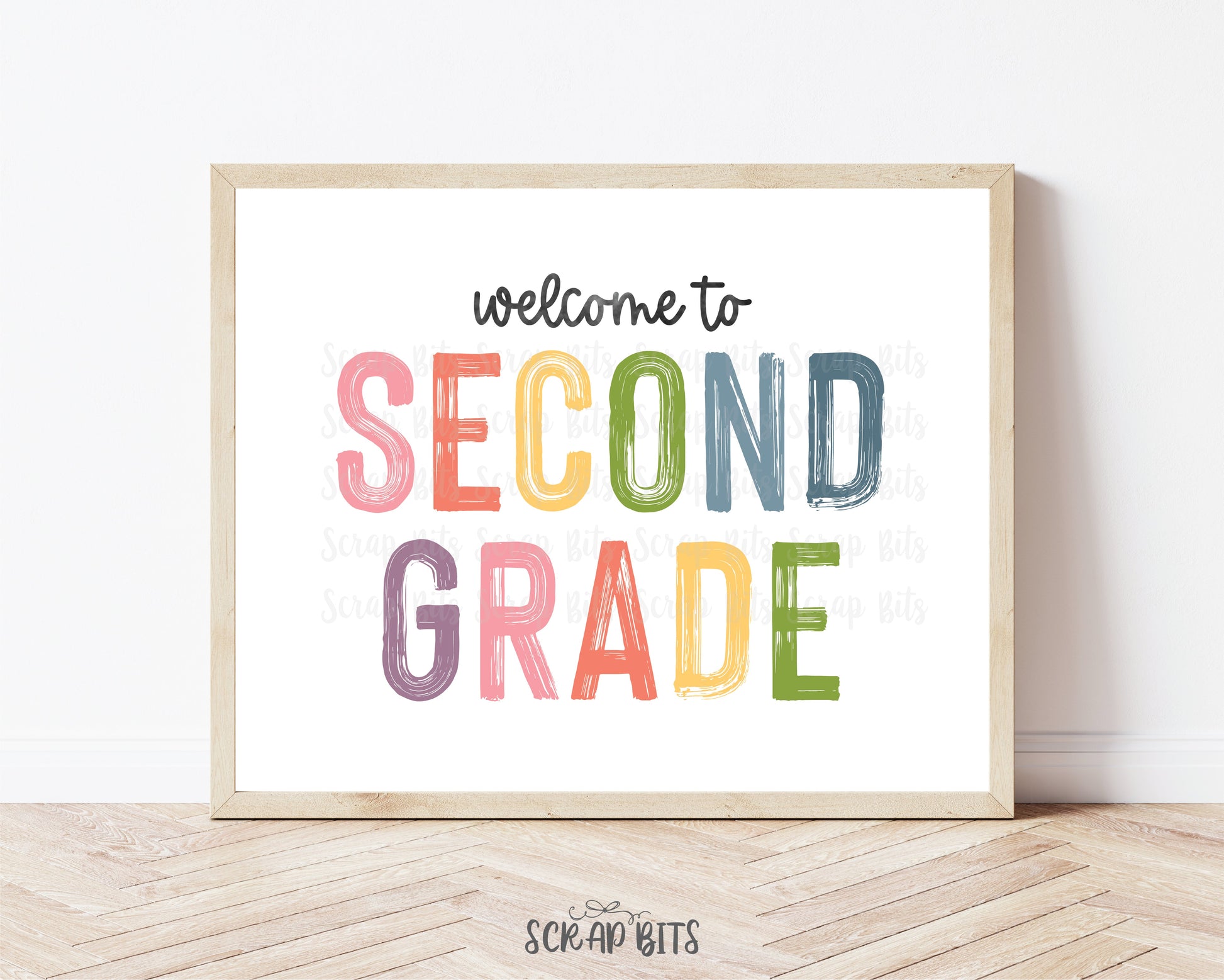Welcome To Second Grade Sign, Pastel Rainbow Back To School Sign . 5 Digital Print Sizes - Scrap Bits