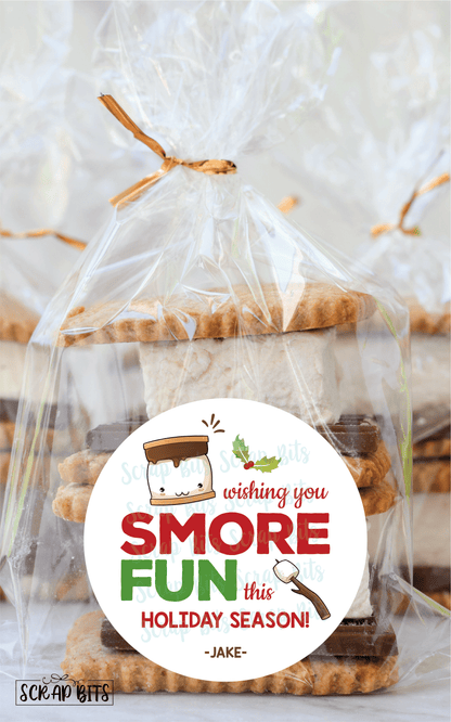 Wishing You Smore Fun This Holiday Season Stickers or Tags . Christmas Gift Labels - Scrap Bits