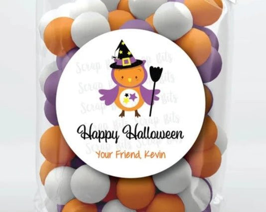 Witch Owl Halloween Stickers or Tags - Scrap Bits