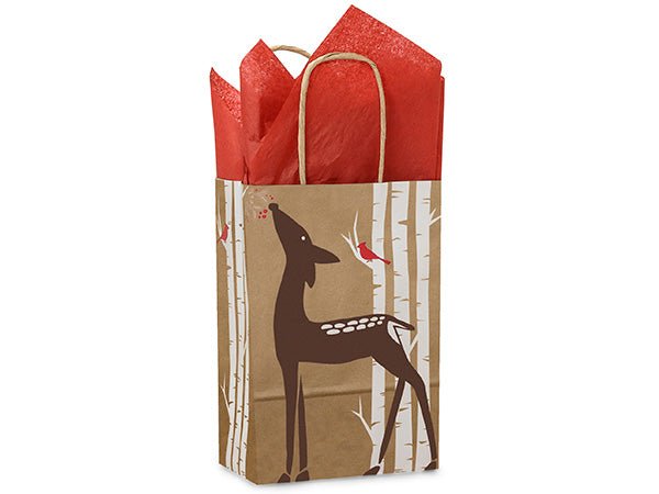 Woodland Deer Paper Gift Bags . Rose Size . 5-1/4" x 3-1/2" x 8-1/4" - Scrap Bits