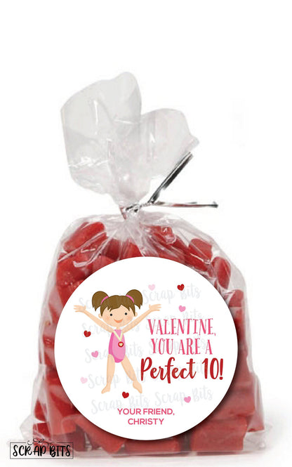 You Are A Perfect 10 Gymnast Valentines . Valentine's Day Stickers or Tags - Scrap Bits
