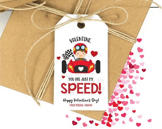 You Are Just My Speed . Race Car Valentine Tags - Scrap Bits